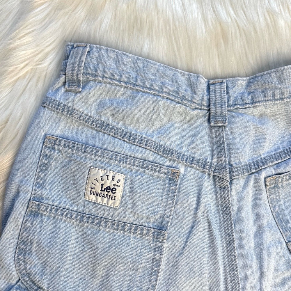 Lee Vintage Riveted Dungarees Light Wash Denim Carpenter Shorts - Picture 6 of 6
